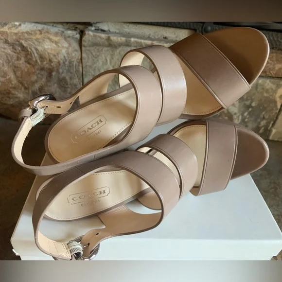 COACH Bertta Vachetta Strappy Platform High Heels - Picture 7 of 13